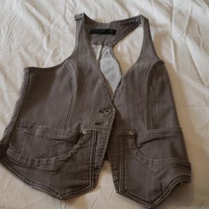 Grey jeans vest